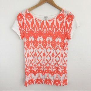 2 for $10 J Crew Trellis floral orange T-shirt size S